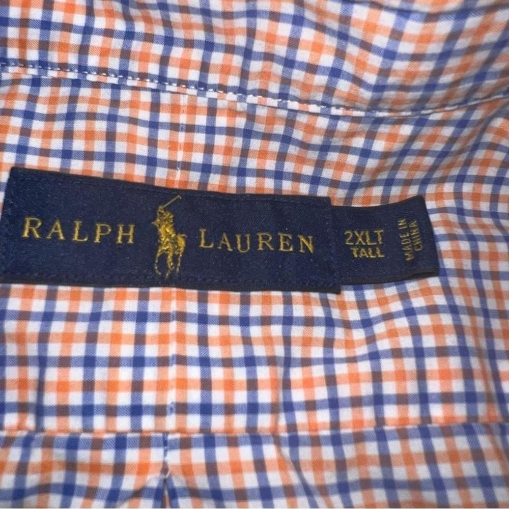 Polo Ralph Lauren Button-Down Shirt Blue Orange Tattersall Check 2XLT - Picture 6 of 8
